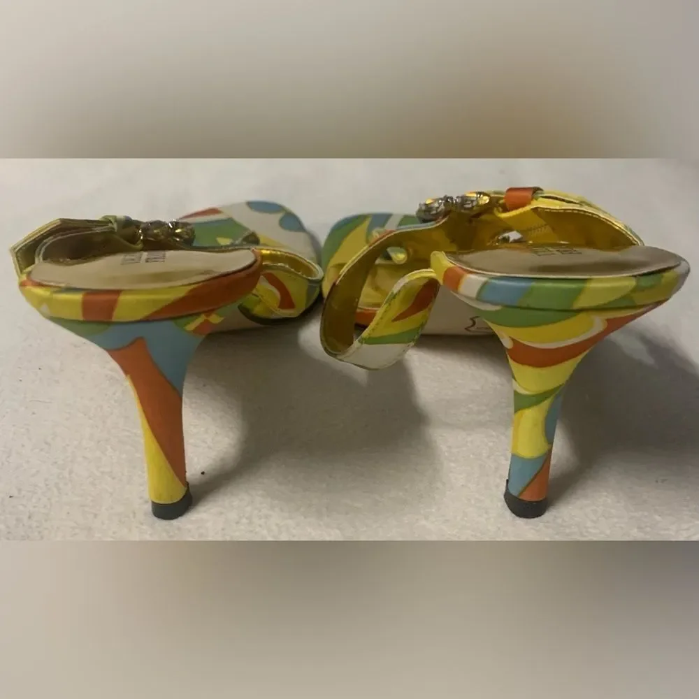 Valenti Franco Womens Nelly Jeweled Open Toe Multicolor Strappy Sandals Sz 8.5 M